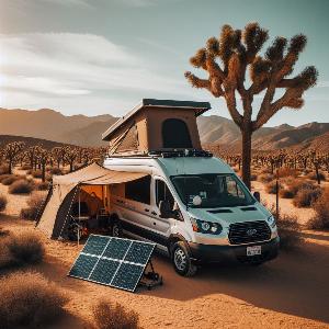 Ford Transit camper van, van life in Joshua Tree at sunset (3)